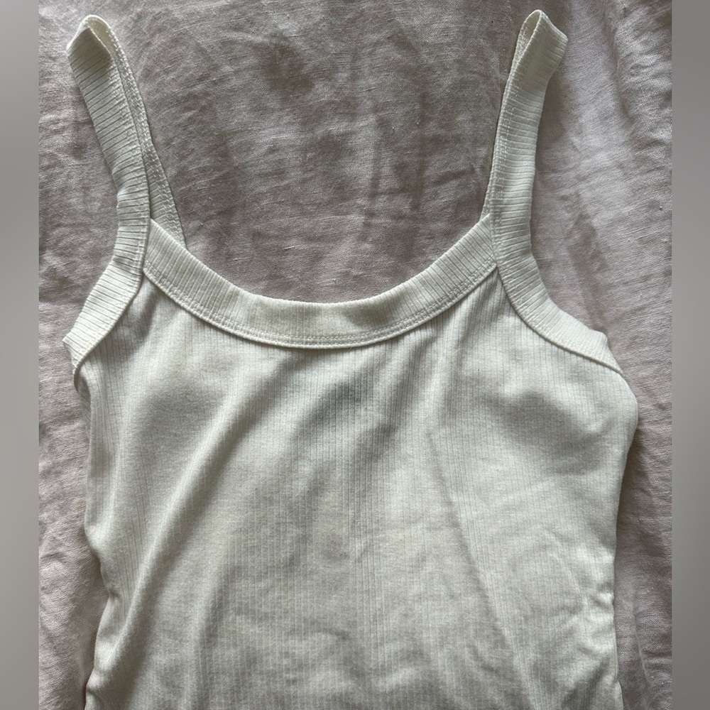 AQUA White Ribbed Bodysuit Cami